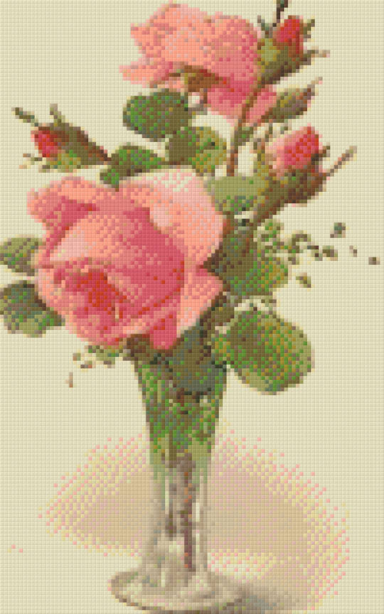 Roses In Vase Eight [8] Baseplate PixelHobby Mini-mosaic Art Kit